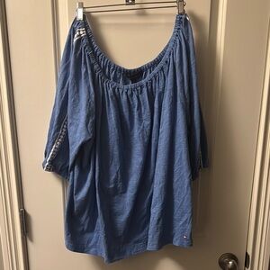 Tommy Hilfiger Blue Embellished Relaxed Blouse